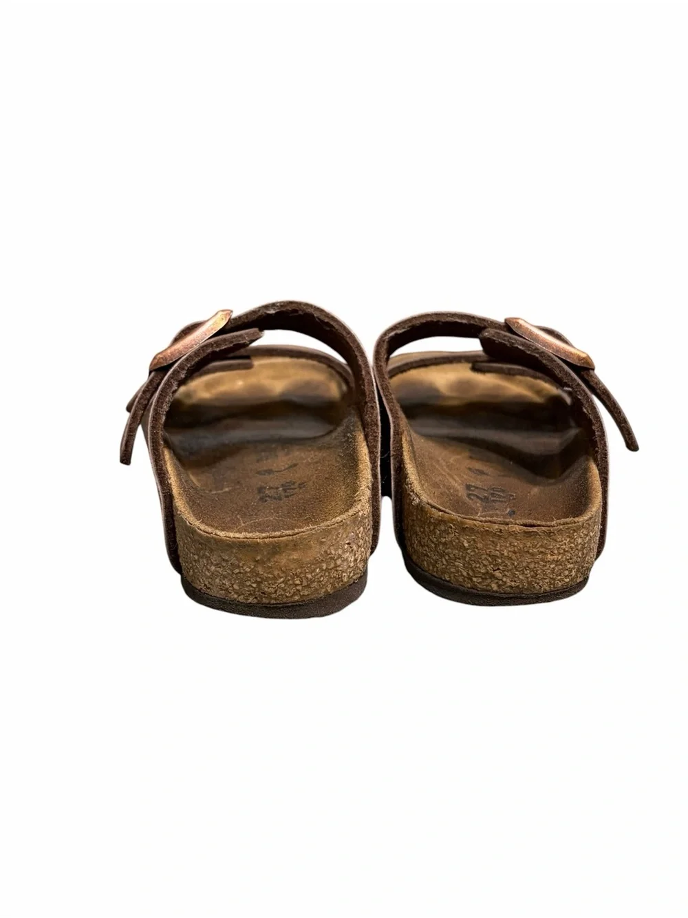 Birkenstocks Brown Double-Buckle Slide Sandals with Adjustable Straps
